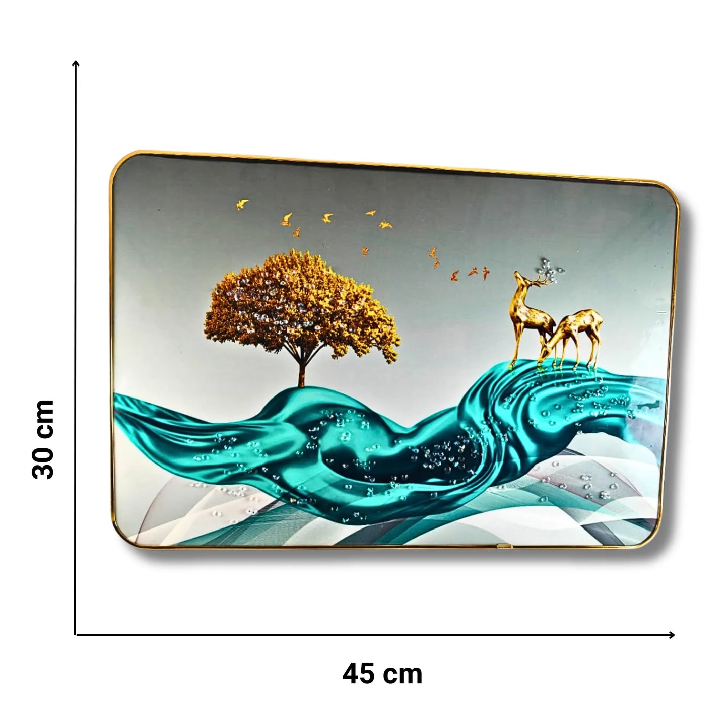 Modern Deer & Tree Abstract Wall Art for Living Room | Luxury Scenic Wall Decor Painting