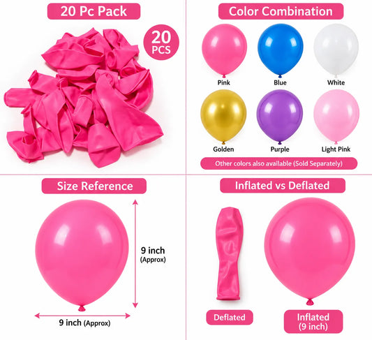Saadhya Decor 20 Pc Pink Latex Balloons – 9 Inch | Party & Birthday Decoration