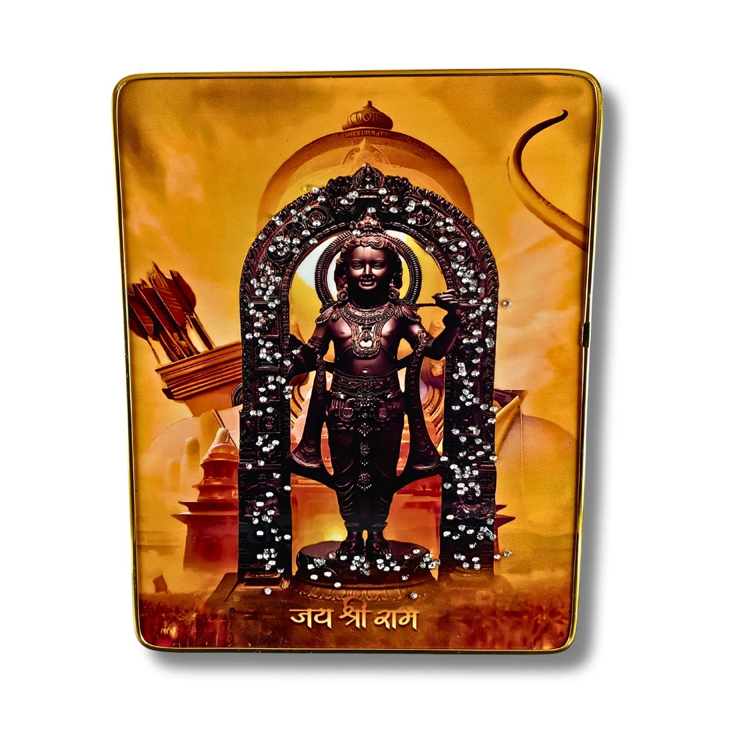 Makhan Chor Krishna & Jai Shree Ram Wall Frame Set of 2 | Hindu God Frames for Home, Mandir & Gift