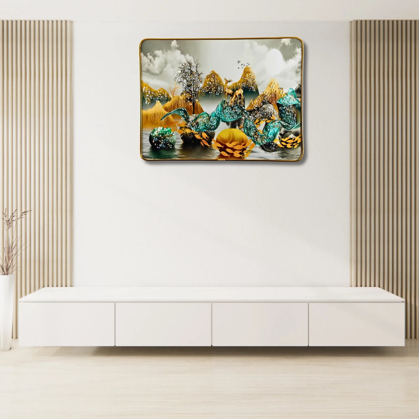3D Beaded and Crystal Art Frames | Set of 2 Premium Wall Hanging