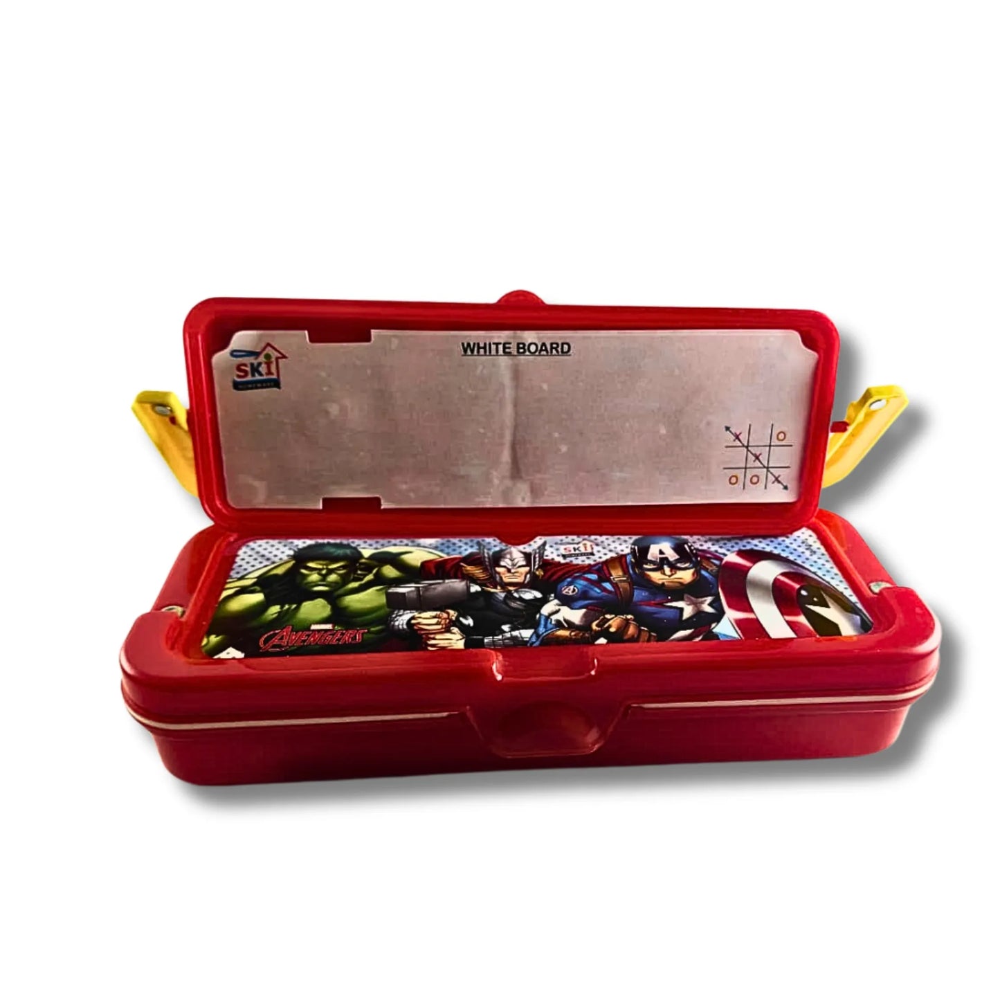 Avengers Superhero Pencil Box with Whiteboard & Organizer Tray | Marvel Multi-Compartment School Pencil Case for Kids | Stationery Storage Box