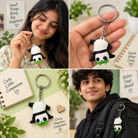Bamboo Panda Playtime Keychain | Cute 3D Panda Charm