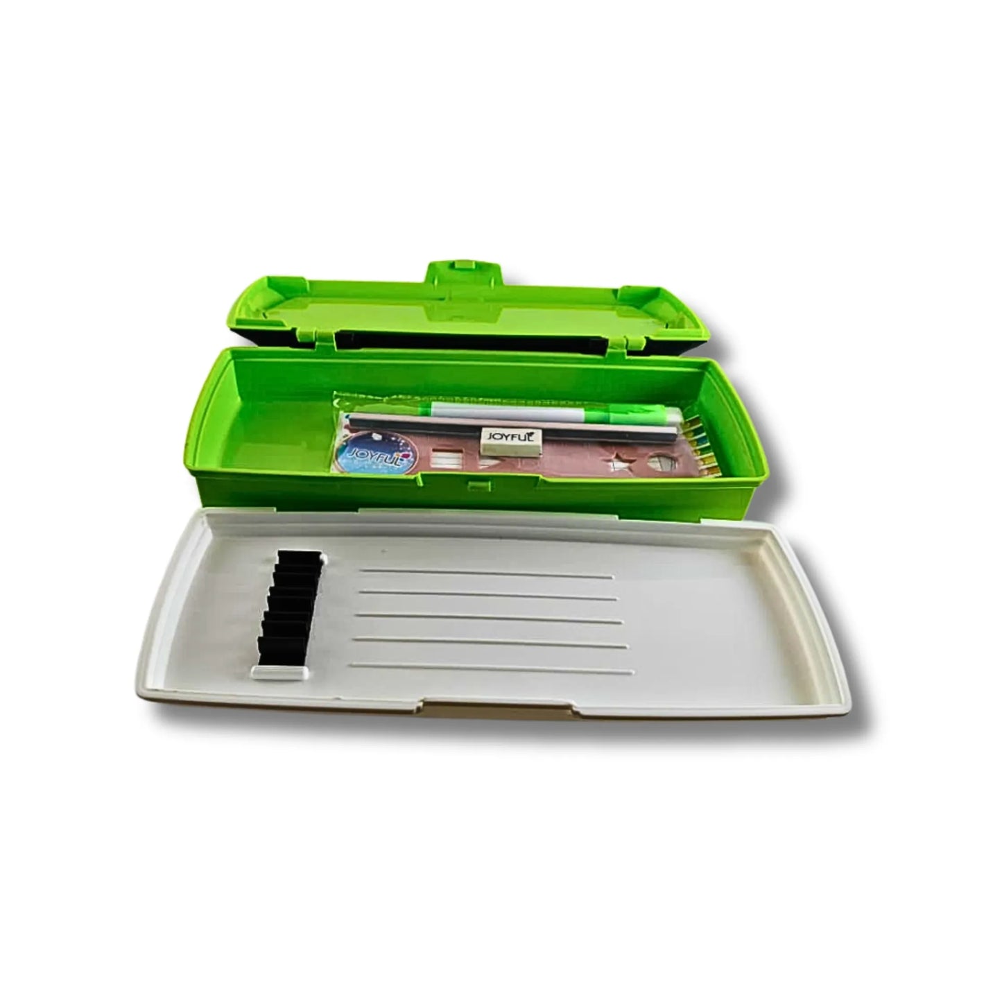 Ben 10 Kids Pencil Box with Whiteboard & Stationery Organizer | Multi-Compartment School Pencil Case for Boys | Green Cartoon Pencil Box