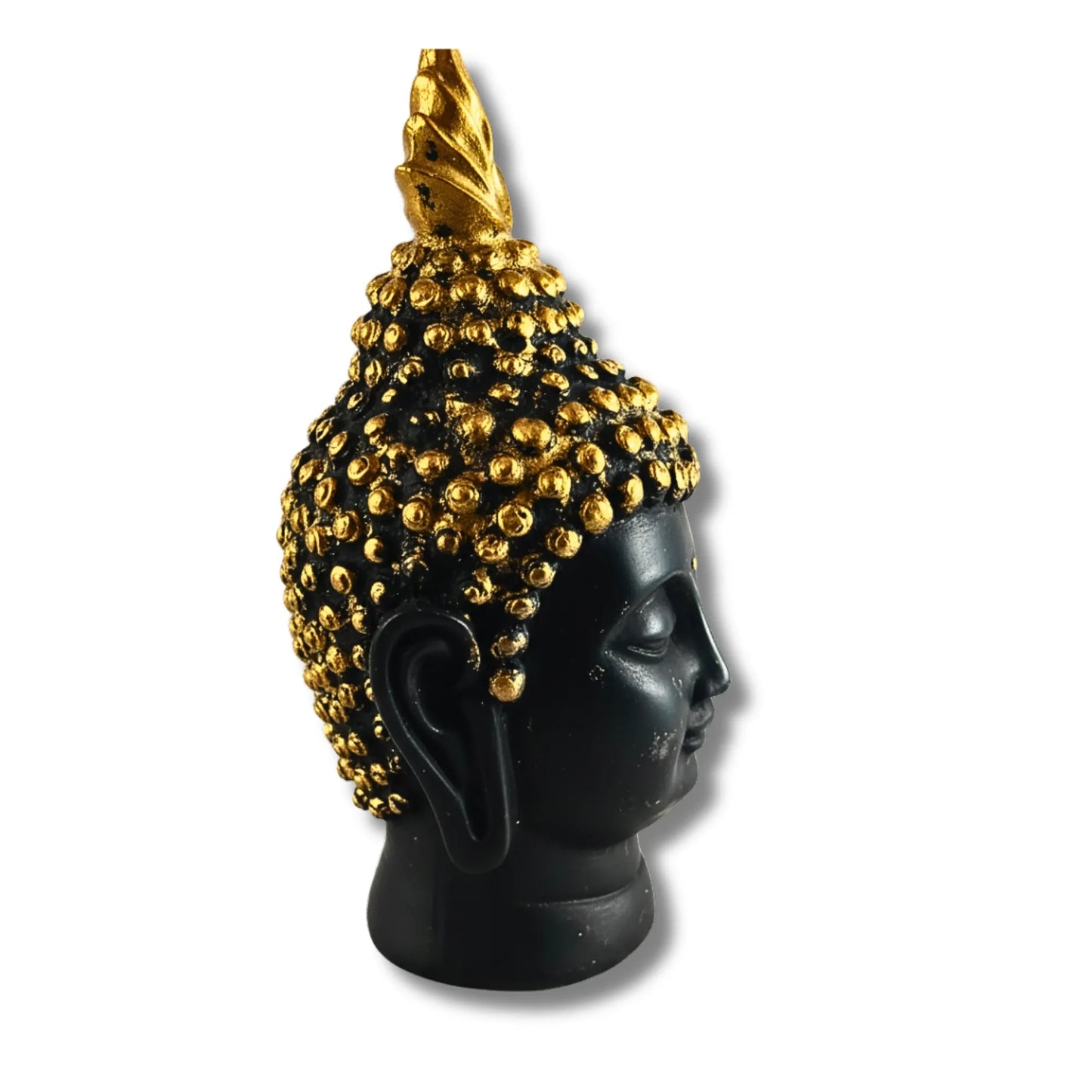 Decorative Buddha Head Idol | 12cm Black and Gold Buddha Face Figurine for Peace & Positivity
