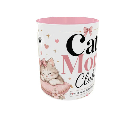 Cat Mom Club Pink Ceramic Coffee Mug
