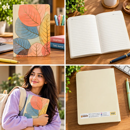Colourful Botanical Leaf Softcover Notebook – A5 Lined Journal for Notes, Journaling & Everyday Writing