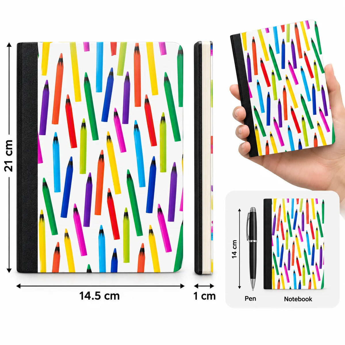 Colourful Pencil Pattern Notebook – Soft Cover B6 Ruled Notebook