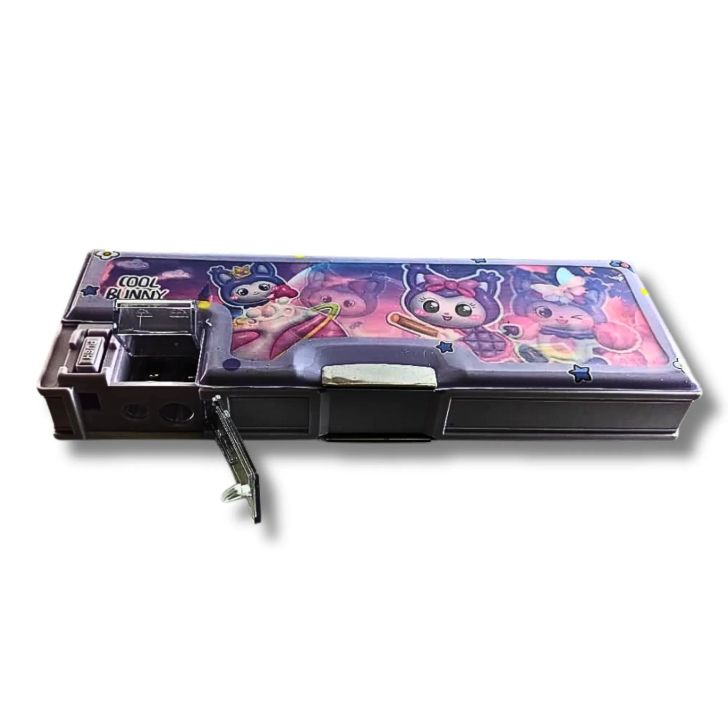Cool Bunny Pencil Box with Built-in Sharpener | Cute Cartoon Multipurpose Pencil Case for Kids | Premium School Stationery Organizer