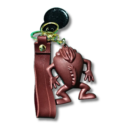 Cute Cartoon Monster Keychain with “ACME” Style Strap