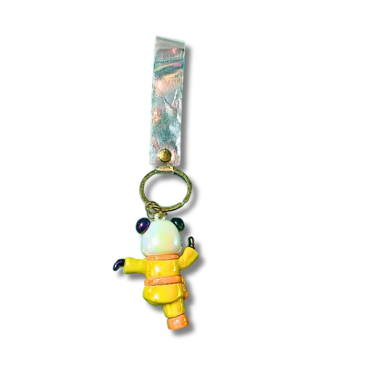 Cute Panda Martial Arts Character Keychain with Colorful Wrist Strap