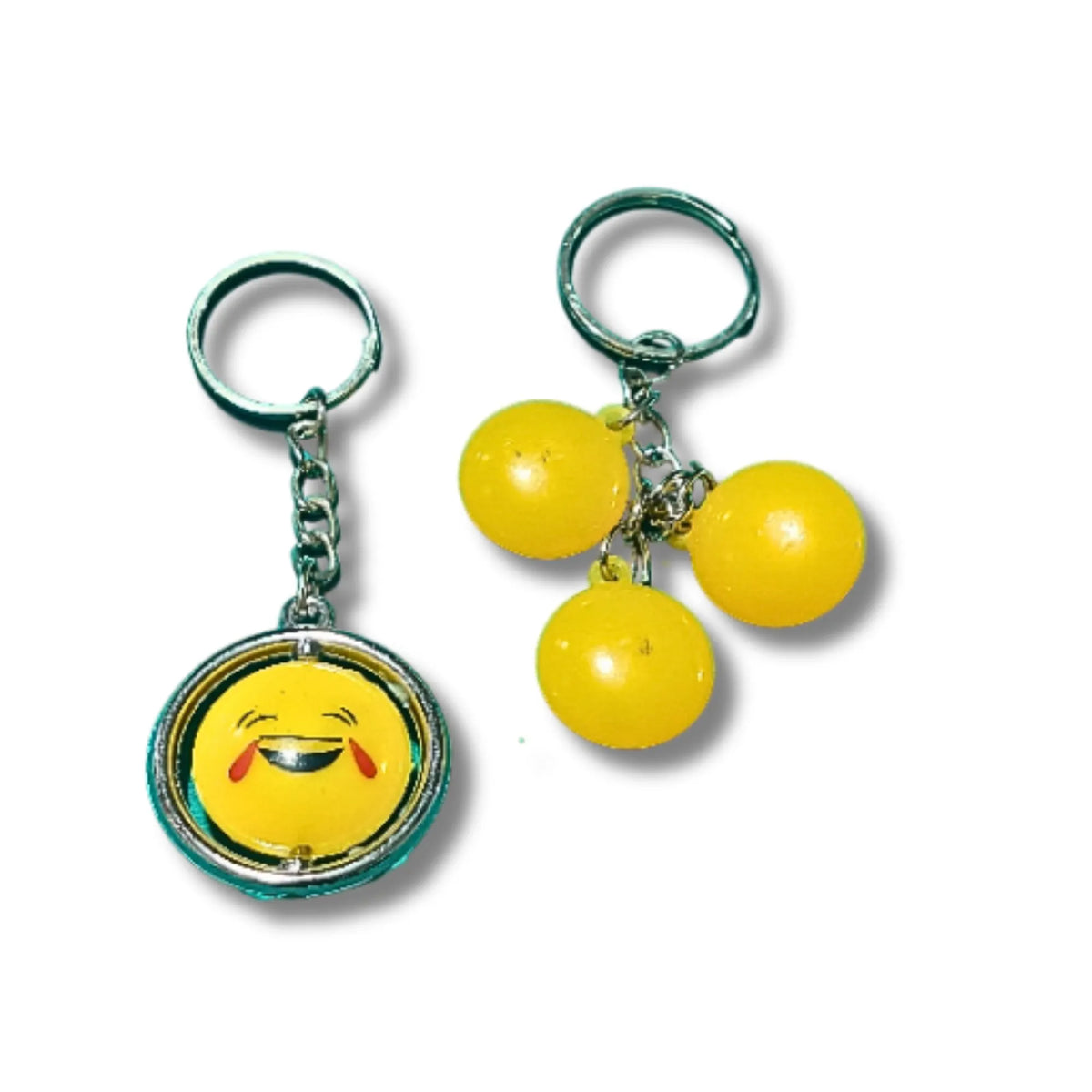 Emoji Smiley Keychain Set of 2 – Fun Yellow Emoji Keyrings for Keys, Bags & Backpacks