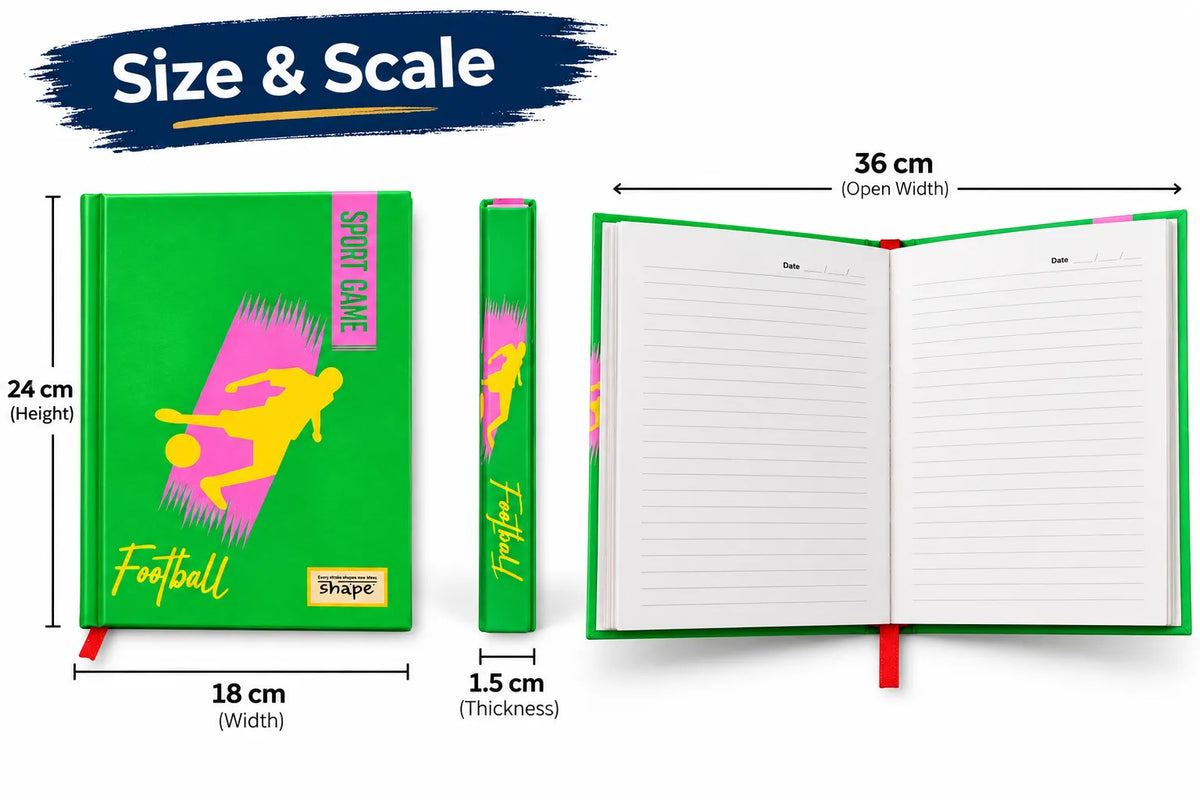 Football Sports Game Hardcover Ruled Notebook – Green | 192 Pages