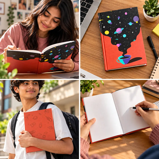 Galaxy Coffee Art Hardbound Unruled Journal Diary – 22 × 15 cm