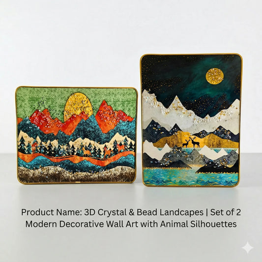 Set of 2 Modern 3D Crystal and Bead Landscape Frames |