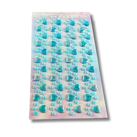Iridescent Heart Crystal Stickers- Self-Adhesive Rhinestone Heart Stickers for DIY