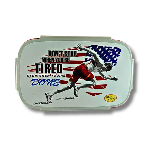 Kids Sports Lunch Box with Spoon & Fork | Motivational Cartoon Tiffin Box for Boys | Leak Resistant School Lunch Box with Snack Container | 700ml / 1100ml