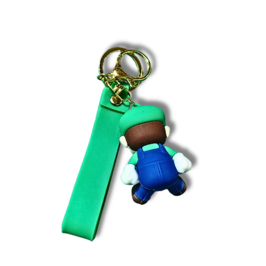 Mario Character Keychain with Green Strap | Gaming Keyring