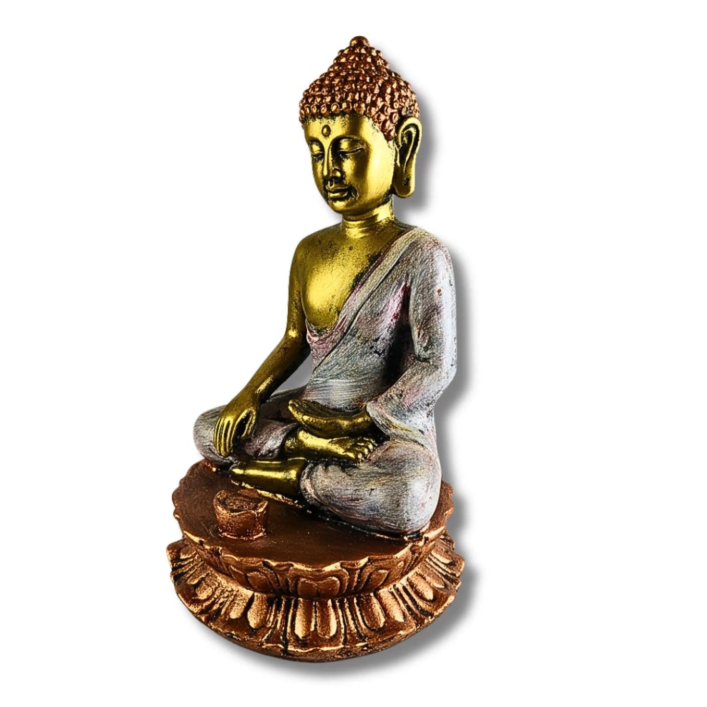 Elegant Golden & Silver Buddha Figurine for Home Decor (17cm)