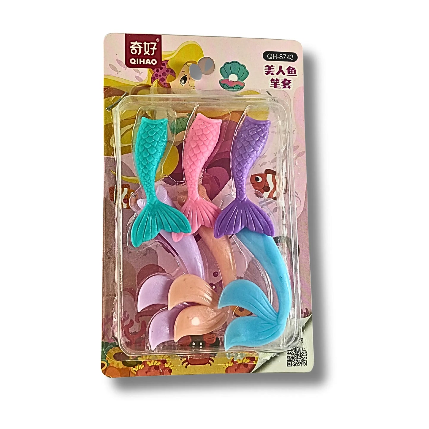 Mermaid Theme Fun Play Set for Girls | Mermaid Erasers, Pencil Toppers, Dolphin Keychain, Crystal Stickers & Fish Beads Kit