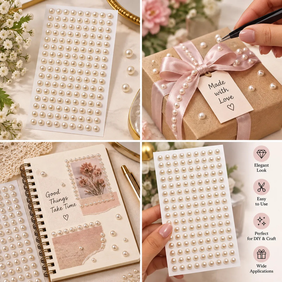 Pearl Self-Adhesive Stickers for DIY Crafts & Decoration | Saadhya Kraafts