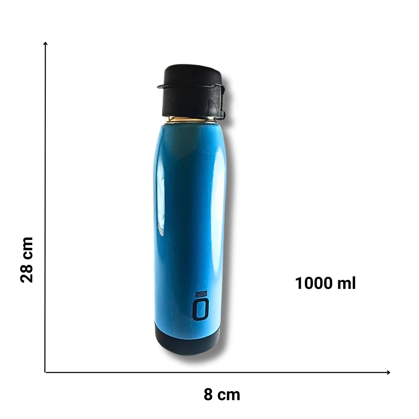 Premium Stainless Steel Water Bottle 1000ml | Leakproof Steel Bottle with Flip Lid & Carry Strap | Blue