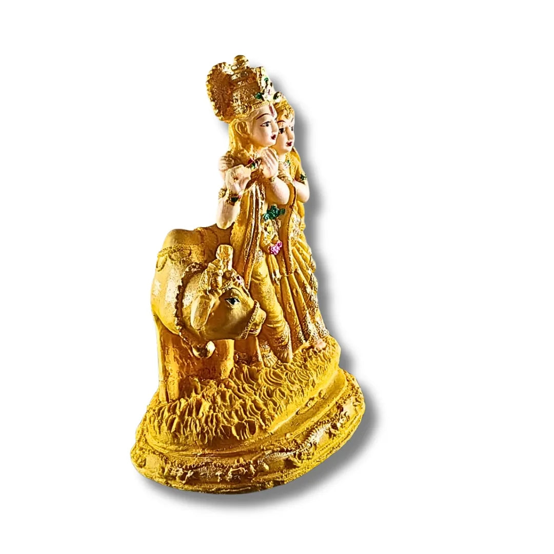Radha Krishna with Cow Idol