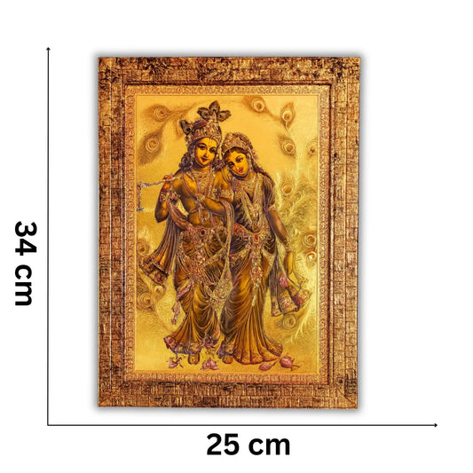 Saadhya Mart Radha Krishna 24K Gold Plated Photo Frame (34 x 25 cm) – Premium Spiritual Wall Decor for Home, Temple & Living Room | Luxury Gift Frame