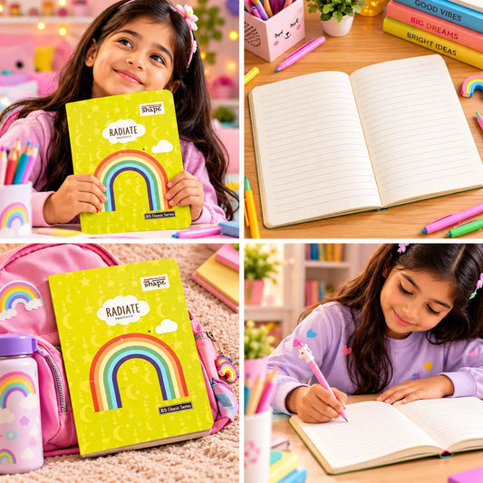 Radiate Positivity Rainbow Ruled Notebook – 16 × 21 cm, 192 Pages