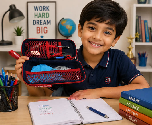 Reynolds Calibre Hard Shell Pencil Case | Premium Zipper Pencil Box for Students | Multi-Purpose Stationery Organizer
