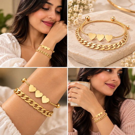Saadhya Artis Gold-Tone Crystal Link Bracelet for Women – Elegant Designer Bracelet