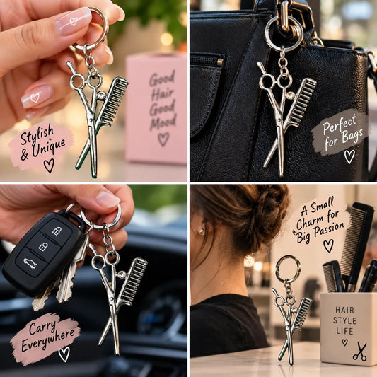 Scissors & Comb Keychain | Hair Stylist & Salon Keyring