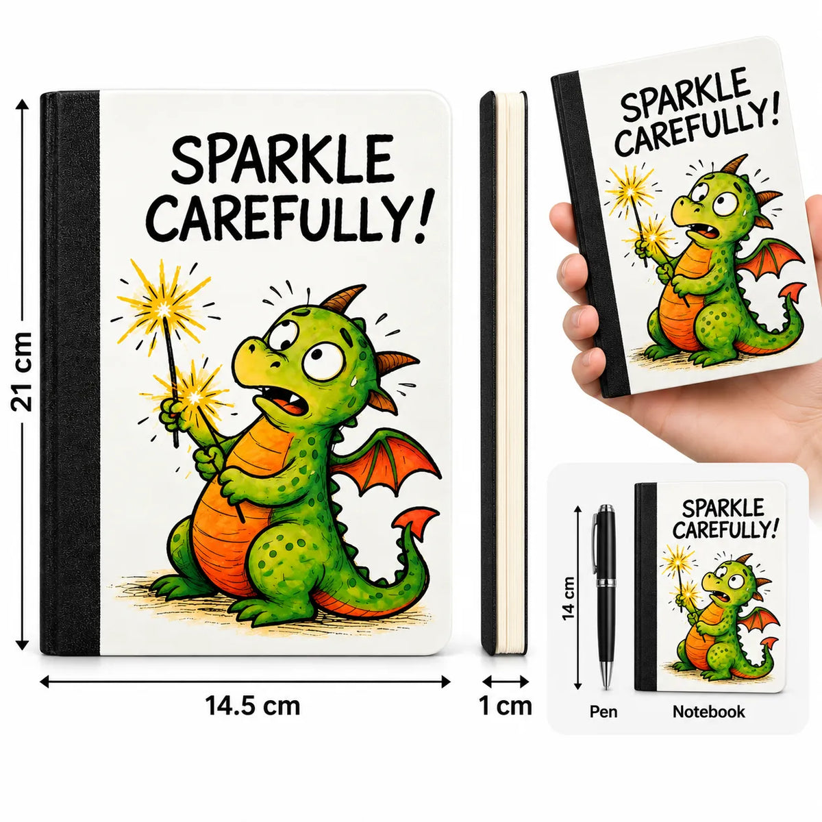 Sparkle Carefully! Dragon Notebook – B6 Soft Cover Ruled Notebook, 192 Pages
