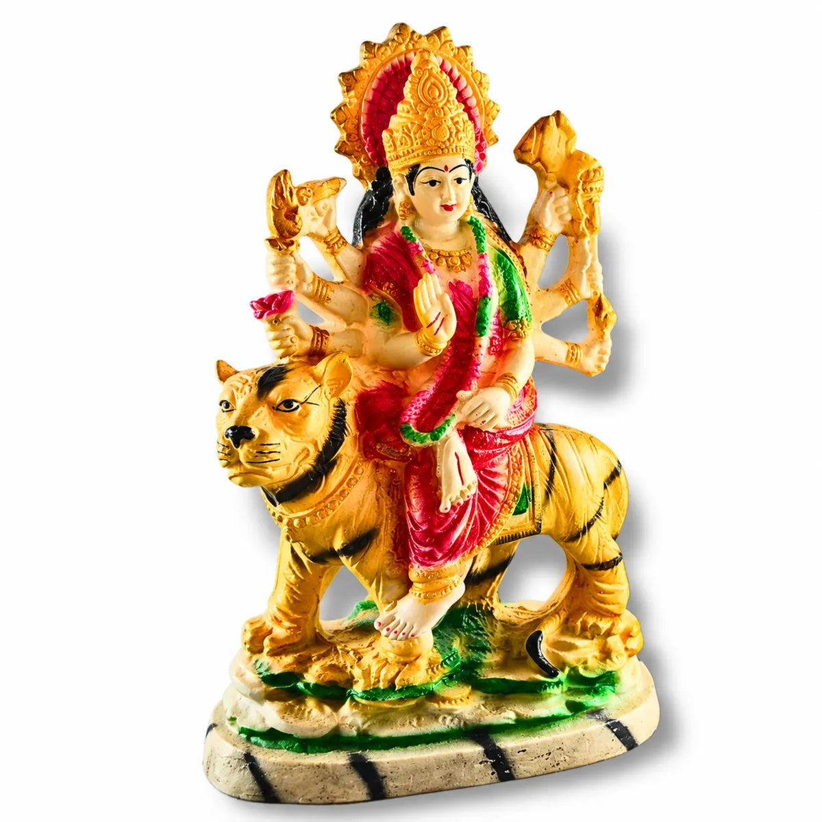 Traditional Maa Durga Murti – 23 cm | Multicolor Durga Idol with Tiger for Home Temple & Décor