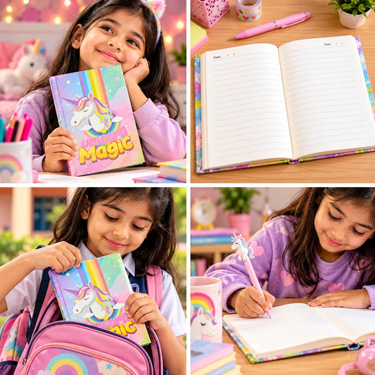 Unicorn Magic Notebook for Kids – 13×18 cm, 192 Pages