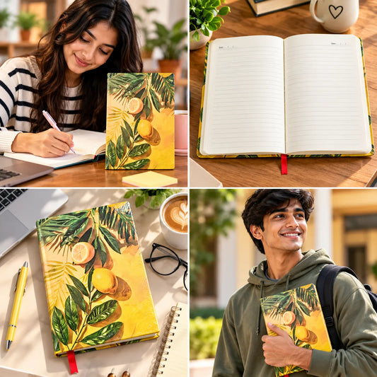 When Life Gives You Lemons Make Lemonade – Botanical Hard Cover Ruled Notebook, 192 Pages, 10.5 × 14.8 cm