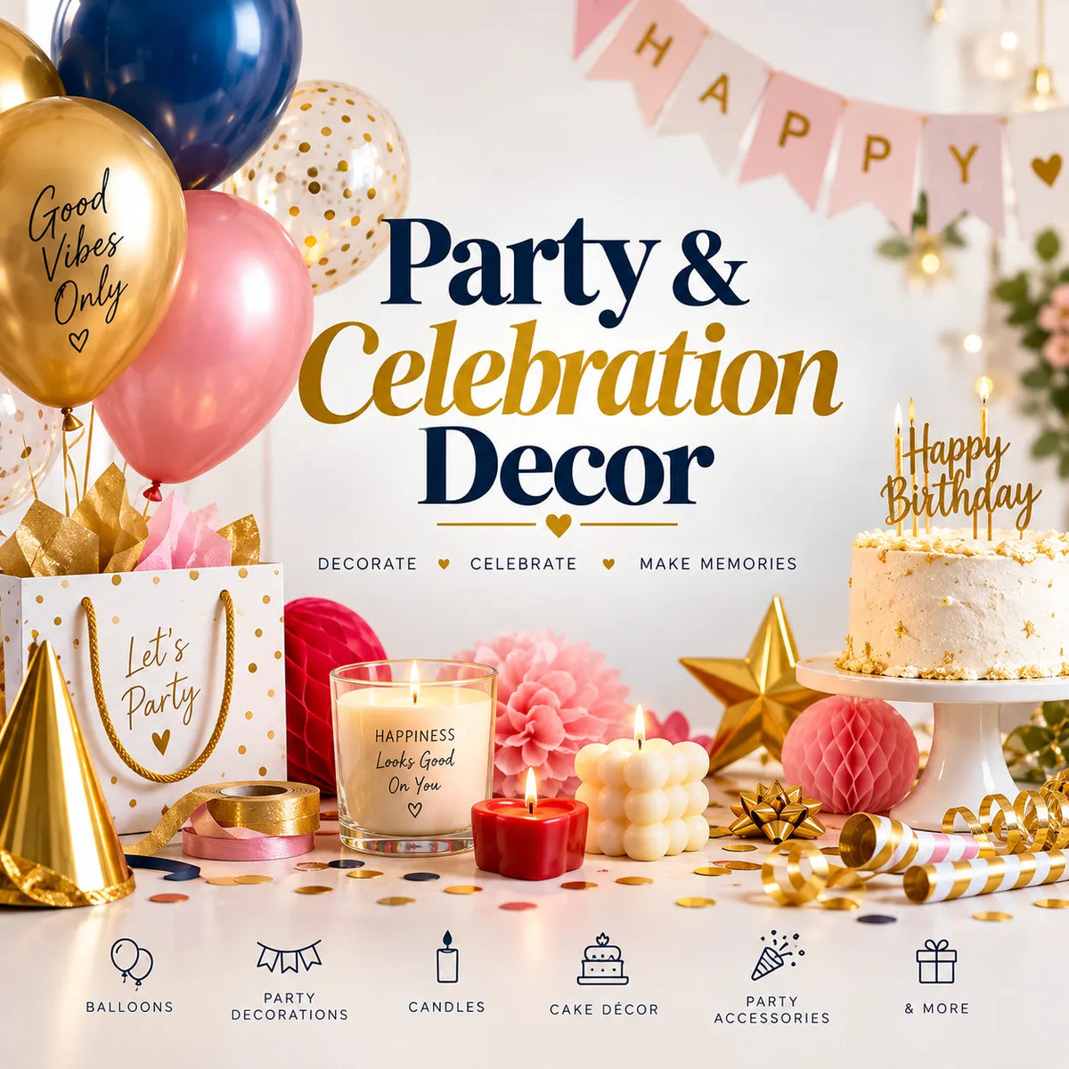 Party & Celebration Decor | Balloons, Candles & Party Supplies