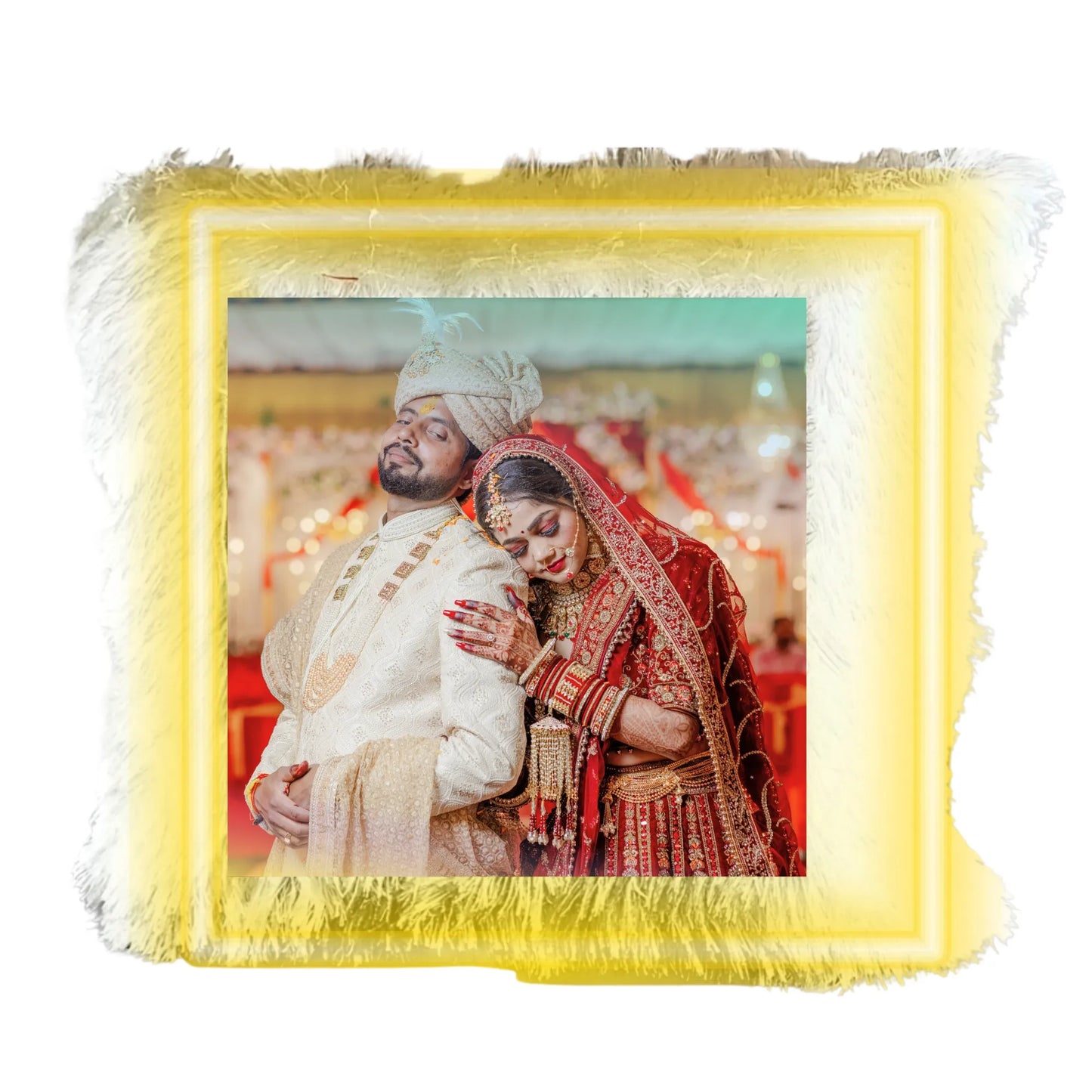 Personalized LED Photo Wedding Cushion (16x16) - Available in Heart & Square Shapes - Custom Light Up Gift