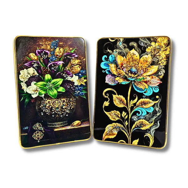 Artisanal Jewel-Encrusted Porcelain Plates (Set of 2) | premium decorative wall plaques