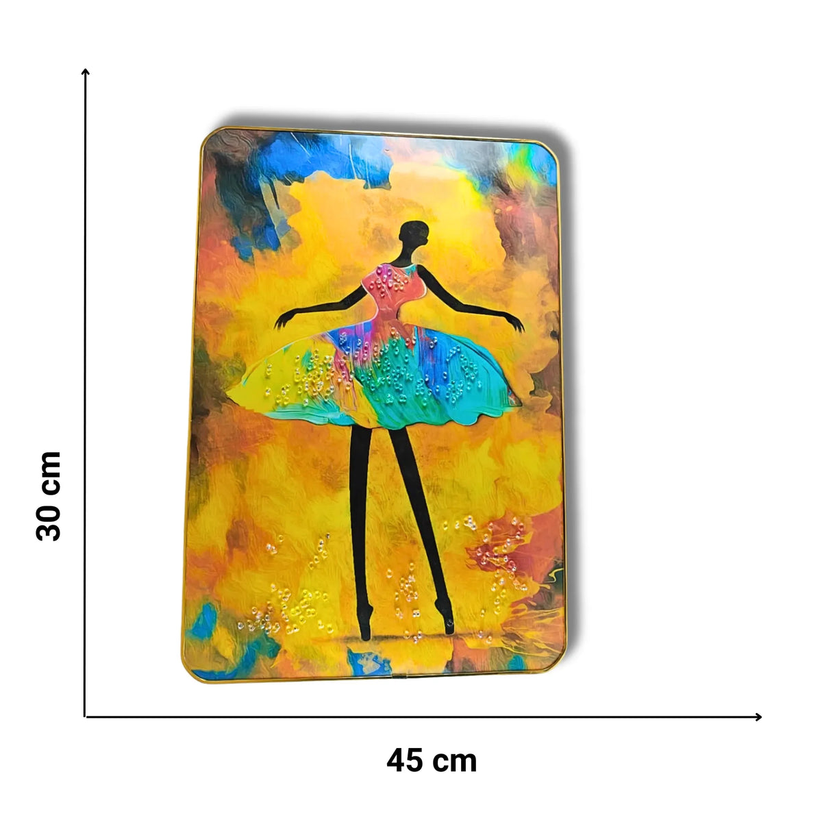 Modern Abstract Dancing Girl Wall Painting for Living Room | Colorful Metal Wall Decor Art