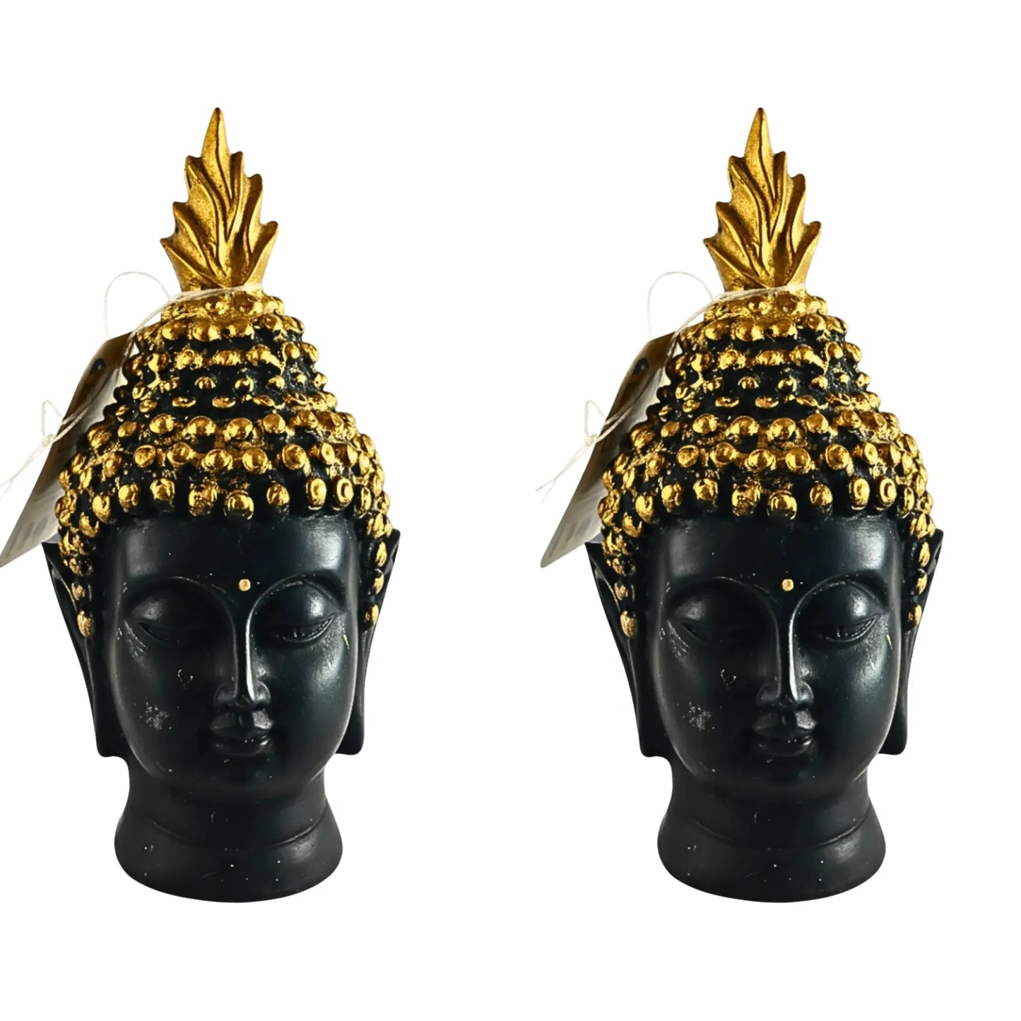 Decorative Buddha Head Idol | 12cm Black and Gold Buddha Face Figurine for Peace & Positivity