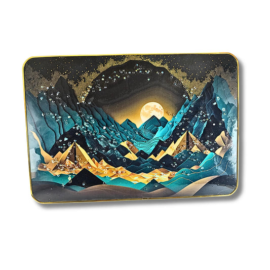 Premium Midnight Mountain Moonscape 3D Wall Art – Modern Abstract Nature Scenery with Crystal & Glitter Work (45x30 cm)