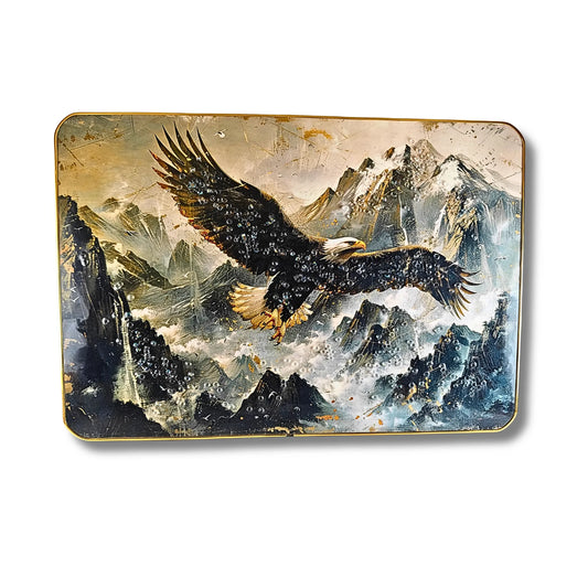 Adventurous Soaring Eagle 3D Wall Art – Premium Mountain Landscape with Crystal & Glitter Work (45x30 cm)