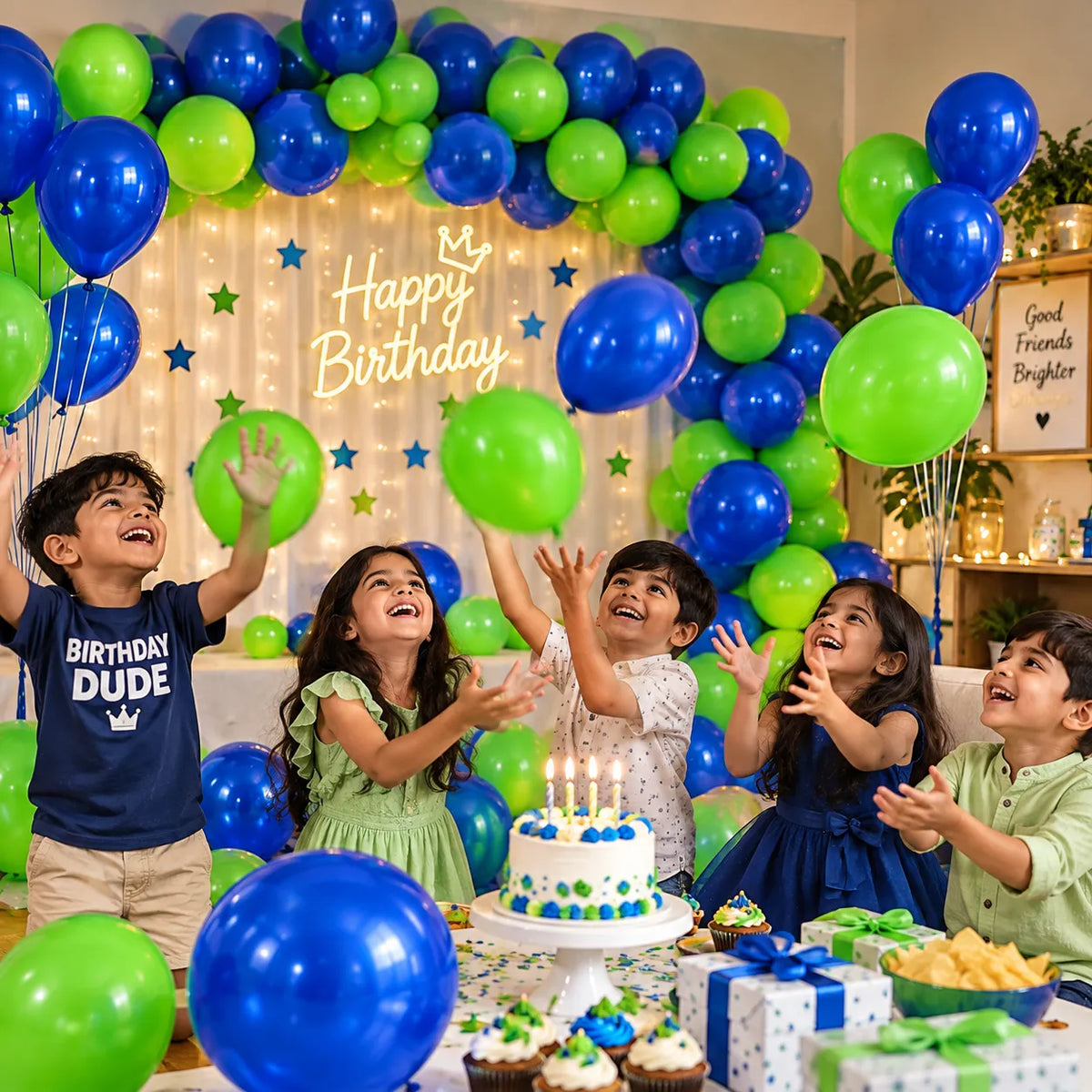 Saadhya Decor 20 Pc Blue & Green Latex Balloons – 9 Inch | Birthday & Party Decoration