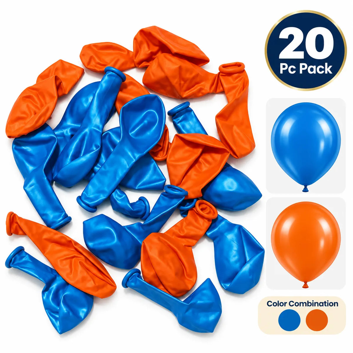 20 Pc Blue & Orange Latex Balloons – 9 Inch Birthday Party Decoration Balloons