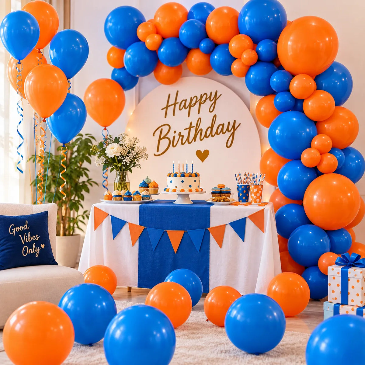 20 Pc Blue & Orange Latex Balloons – 9 Inch Birthday Party Decoration Balloons