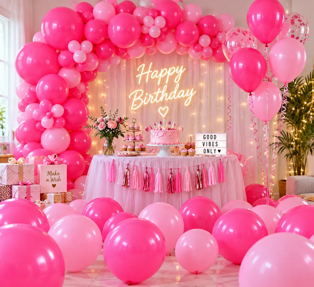 Saadhya Decor 20 Pc Pink Latex Balloons – 9 Inch | Party & Birthday Decoration