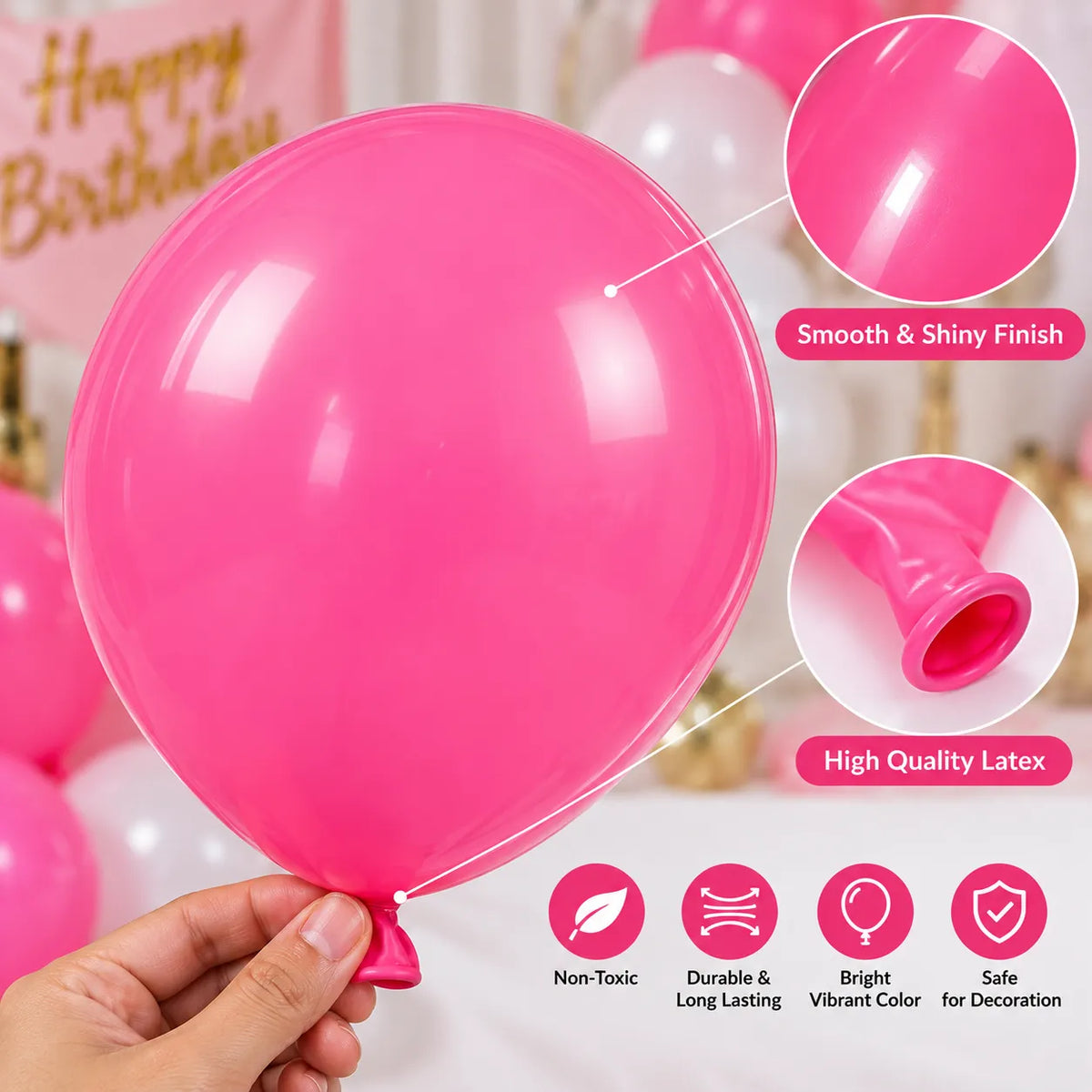 Saadhya Decor 20 Pc Pink Latex Balloons – 9 Inch | Party & Birthday Decoration
