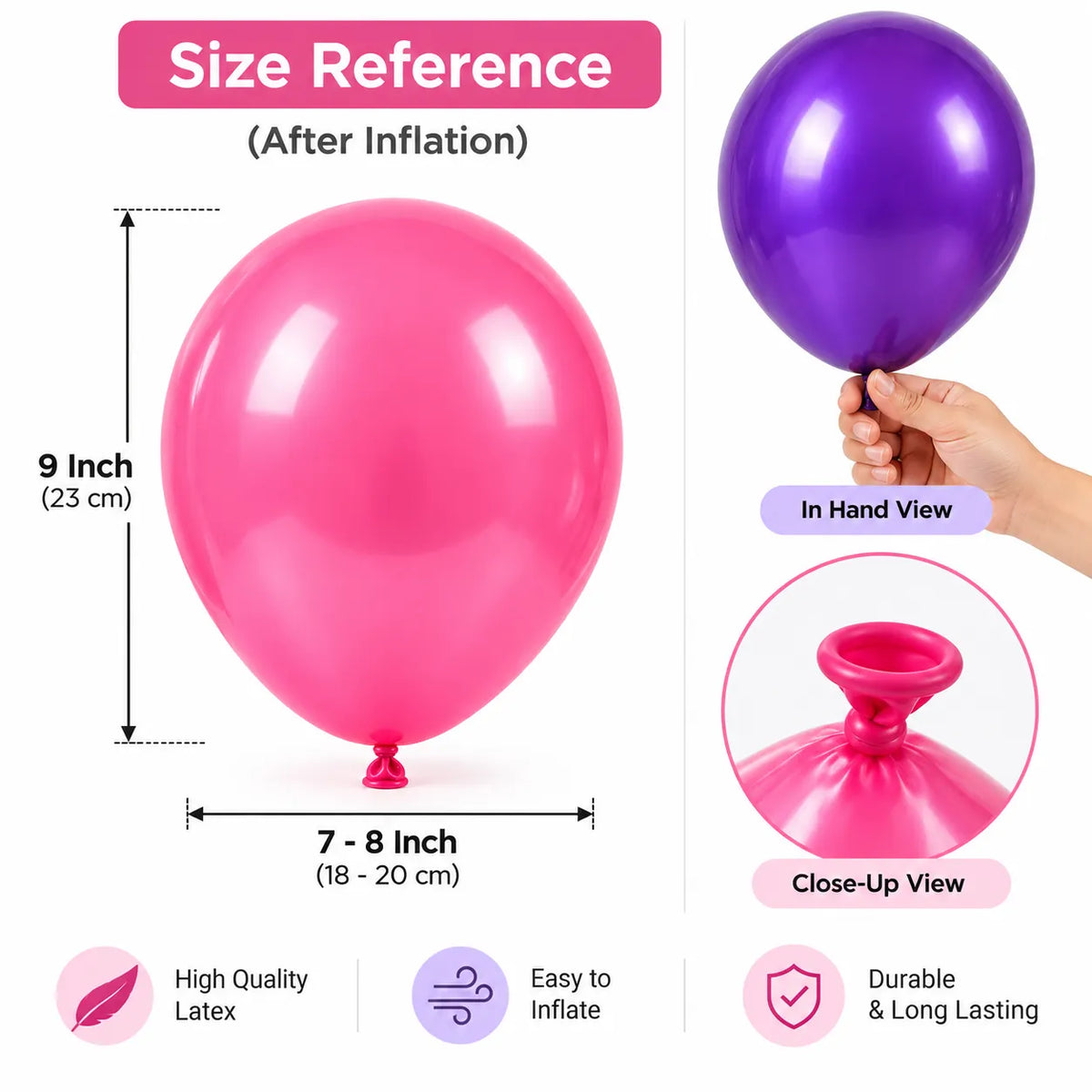 20 Pc Pink & Purple Latex Balloons – 9 Inch Birthday Party Decoration Balloons