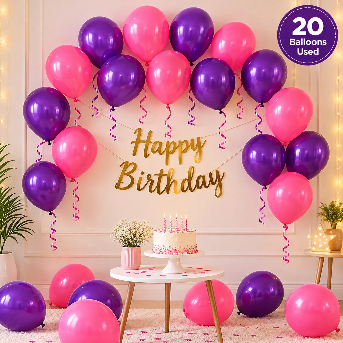 20 Pc Pink & Purple Latex Balloons – 9 Inch Birthday Party Decoration Balloons