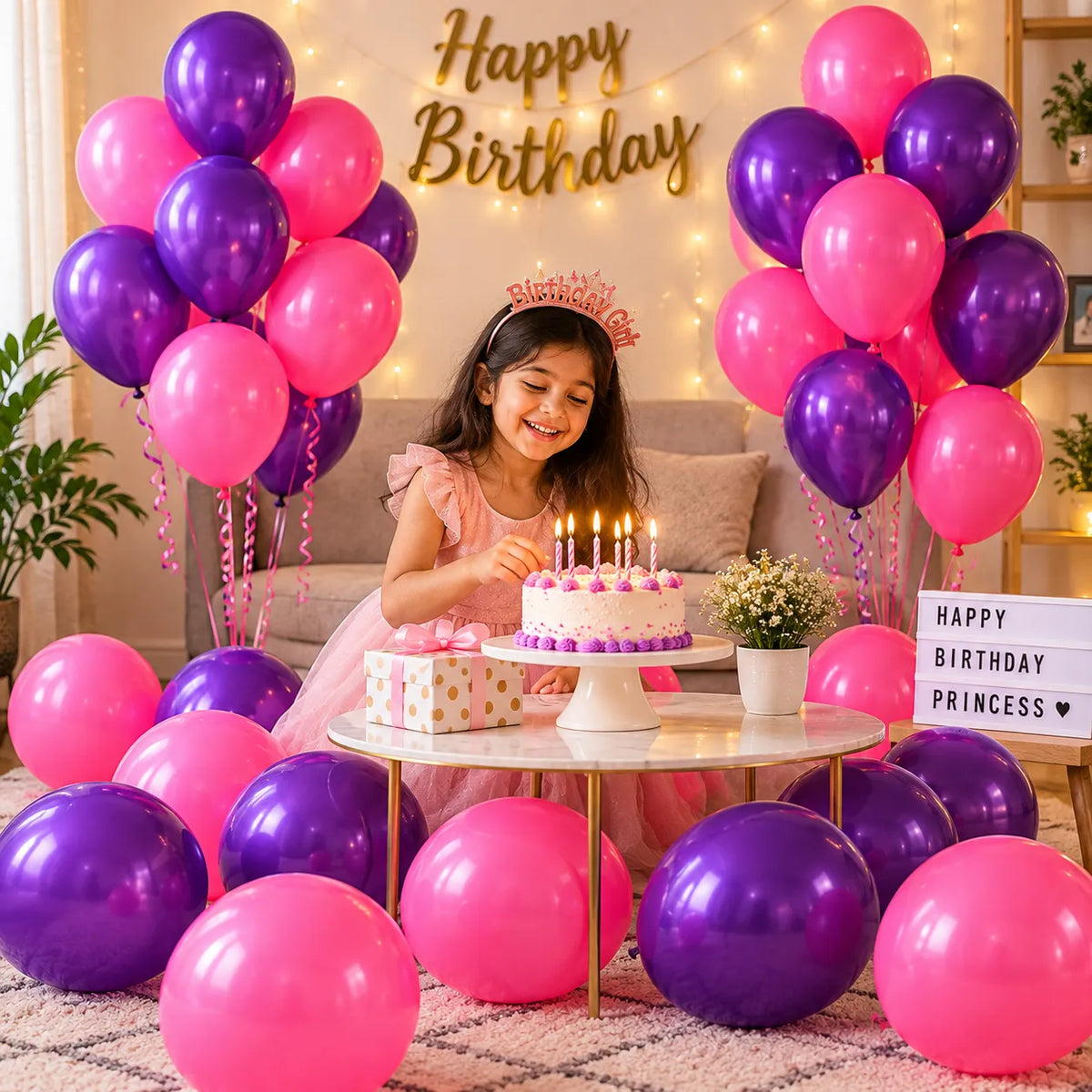 20 Pc Pink & Purple Latex Balloons – 9 Inch Birthday Party Decoration Balloons